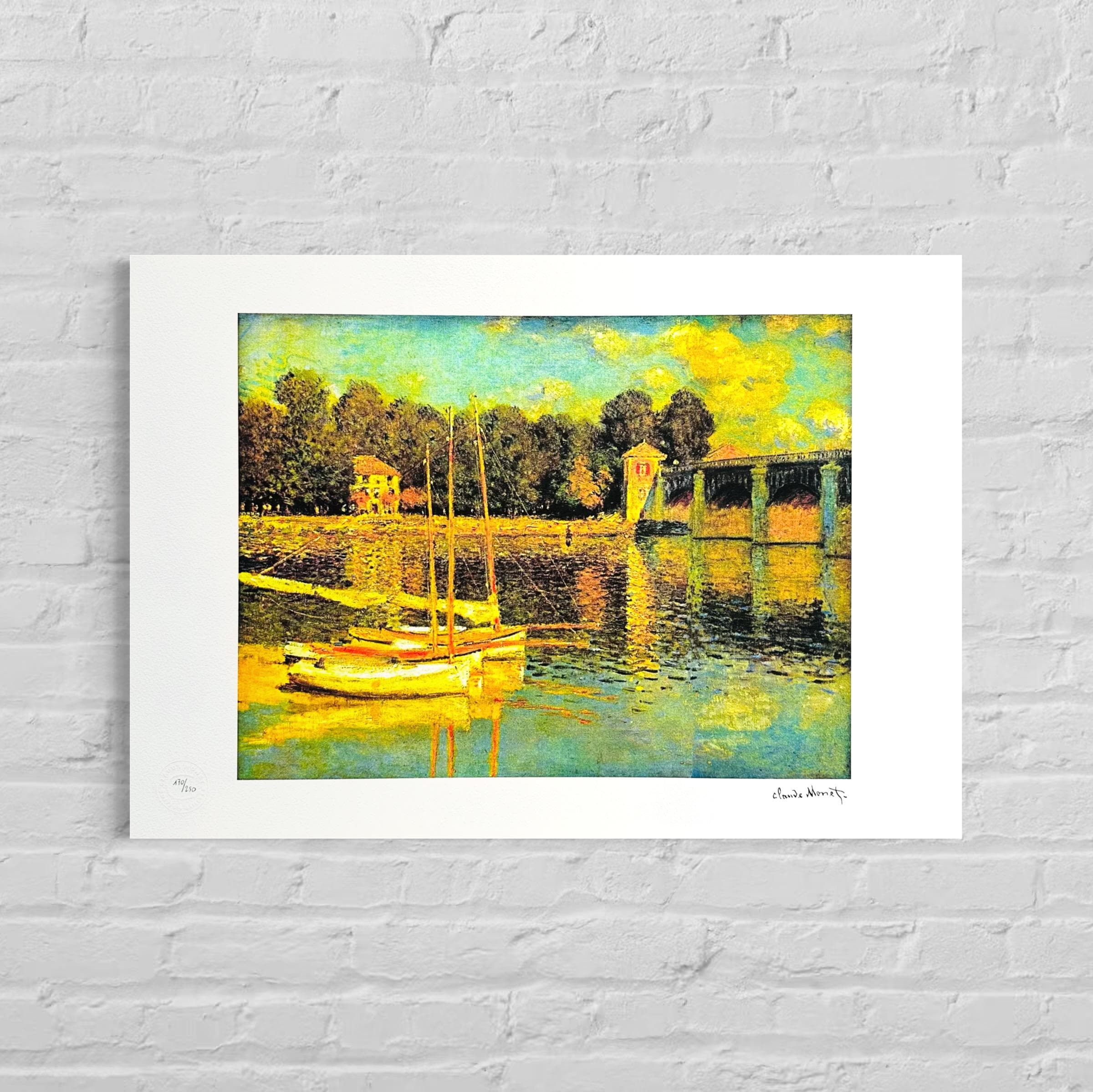 Genummerde editie Claude Monet," Brug van Argenteuil " sneeuw landschap - Certificaat - kunstdecoratie - unieke kunst lithograph after